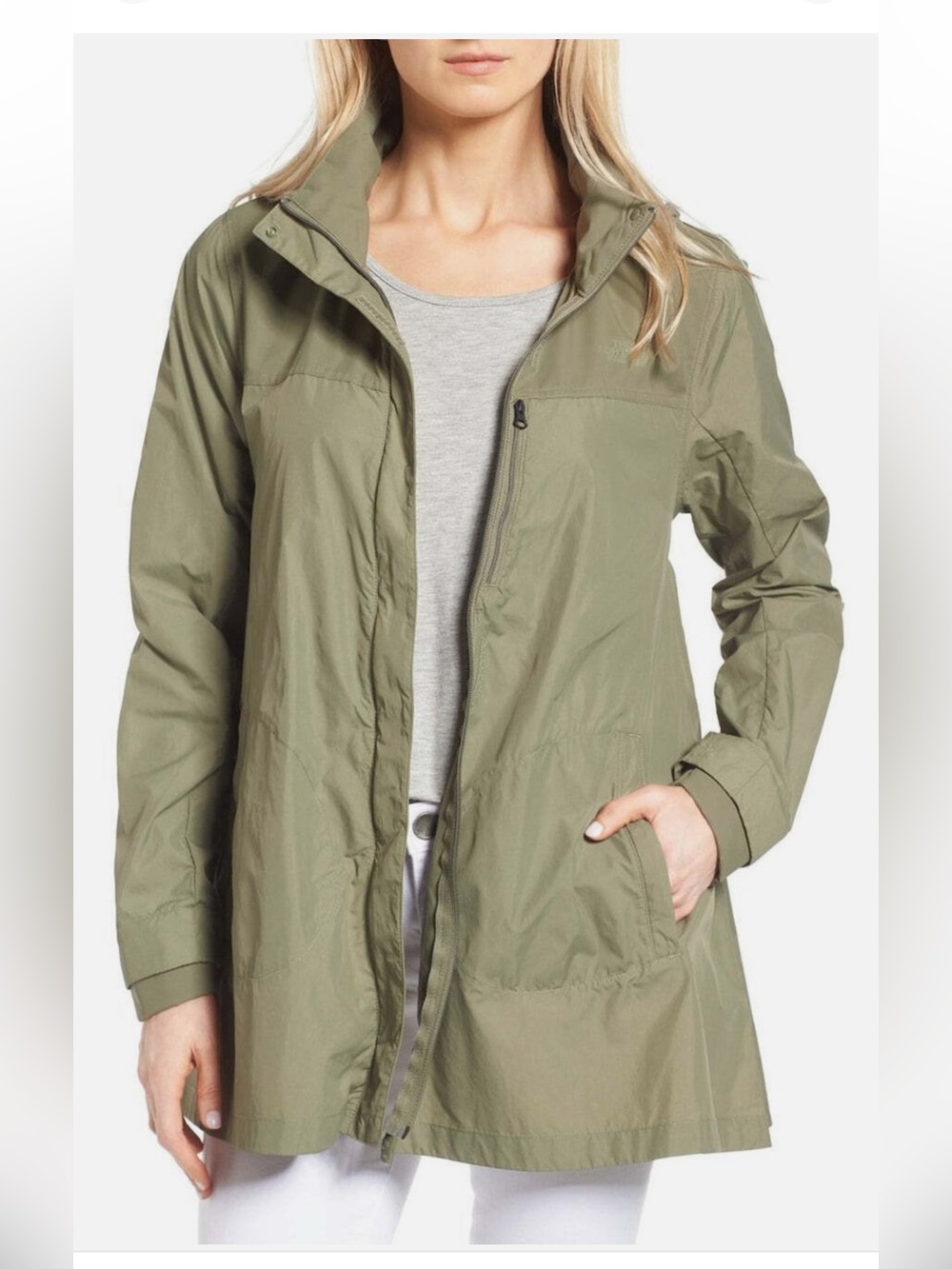 The North Face Womens Flychute Wind Resistant A-Line Jacket Green -autumn jacket